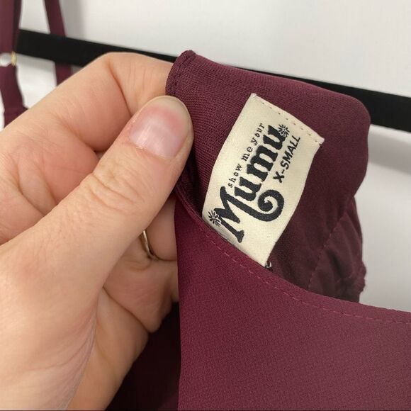 Show Me Your MuMu Caitlin Ruffle Maxi Dress Merlot NWT XS - Picture 8 of 14